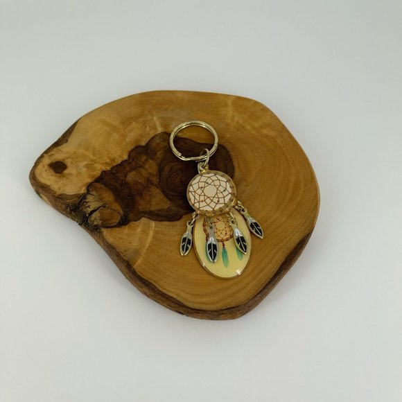 VINTAGE 🪶 DREAM CATCHER KEYCHAIN . DREAMCATCHER FEATHER NATIVE VIBE KEY RING - Picture 12 of 12